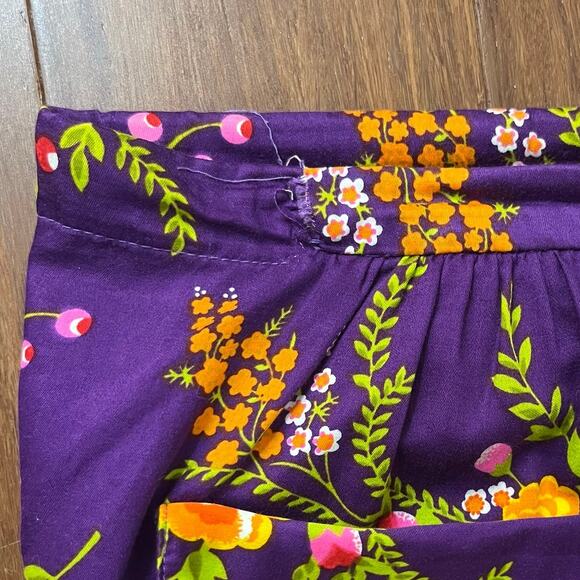 Vintage 70s Floral Peasant Skirt Maxi Purple Orange // Plus Size 2X or 3X - Picture 5 of 5